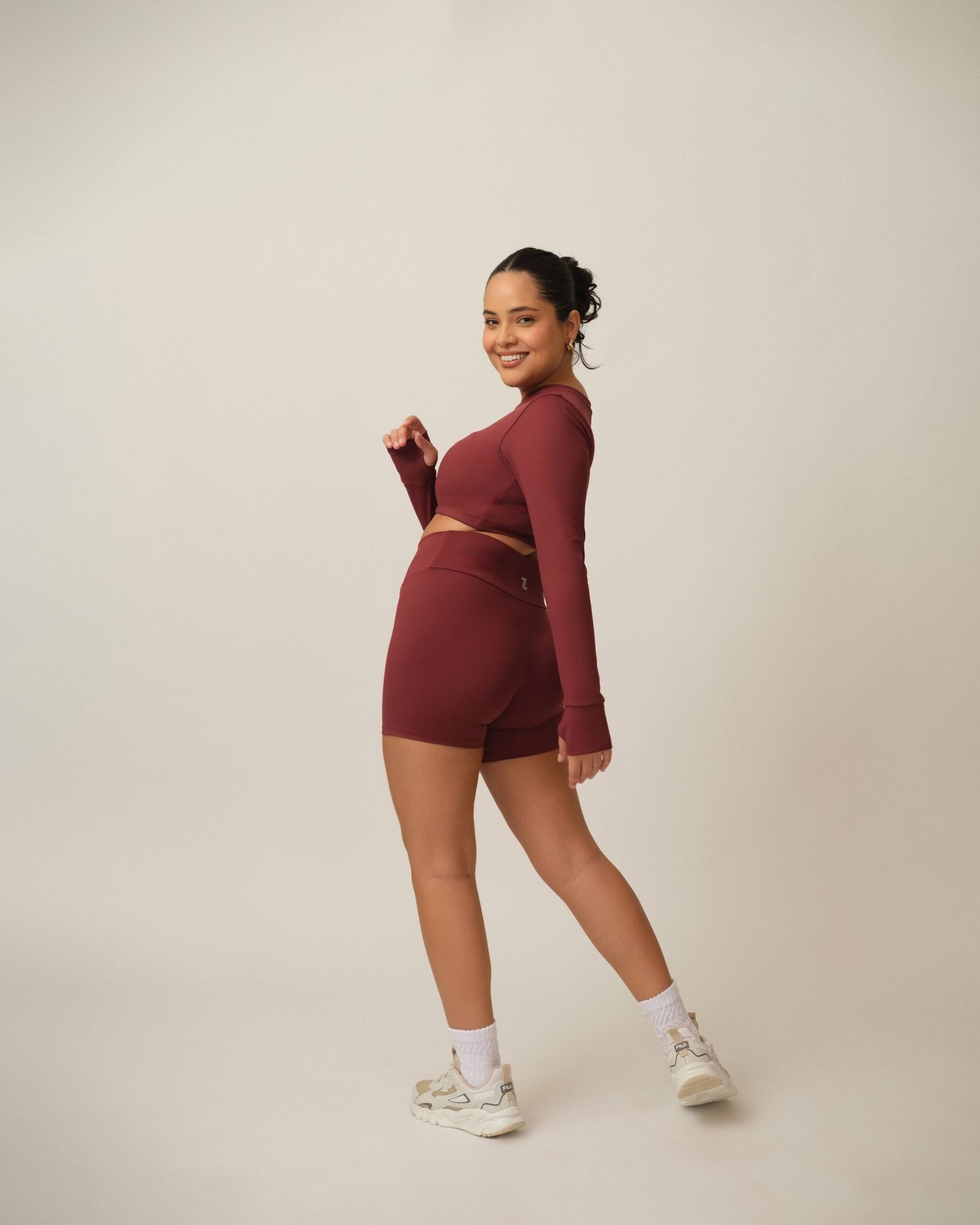 Long sleeve crop Marsala